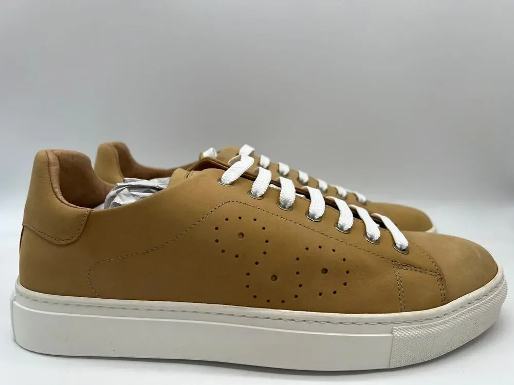 Bugatchi Solid Nubuck Leather Sneaker In Maple Size 10 NIB